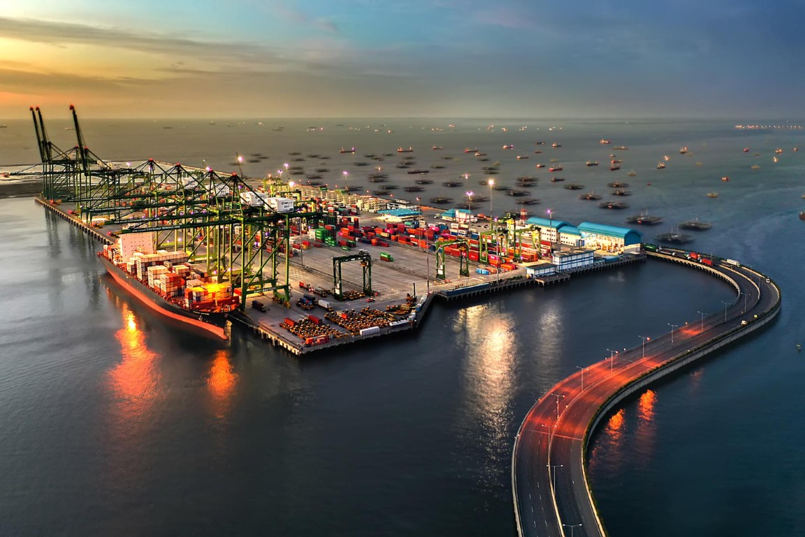 Global Shipping Network - Cargo Ship at Sea